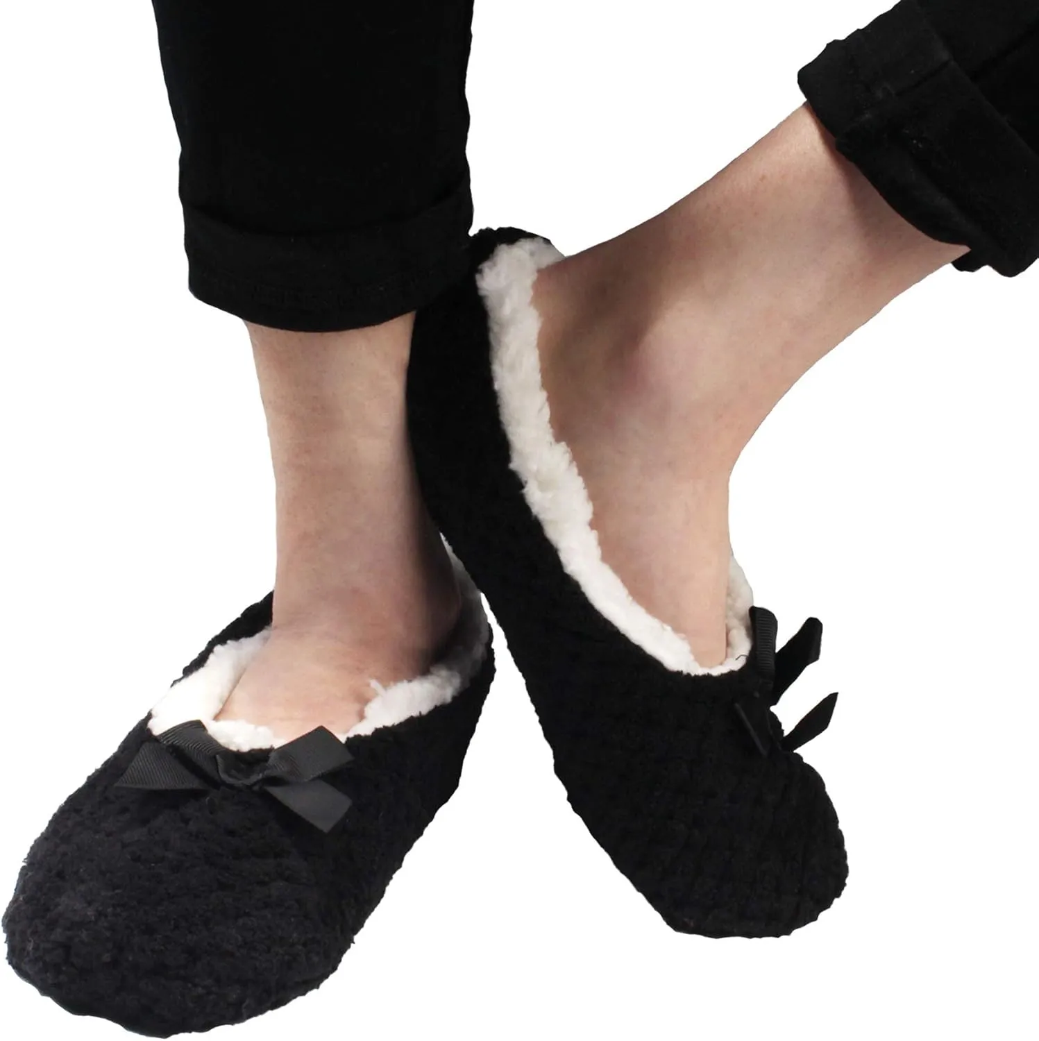 BambooMN Adult Super Soft Warm Cozy Fuzzy Soft Touch Sleeper Slippers Non-Slip Lined Socks