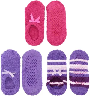BambooMN Women's Soft Breathable Fuzzy Cozy Footies Travel Home Socks with Non-Skid Bottom