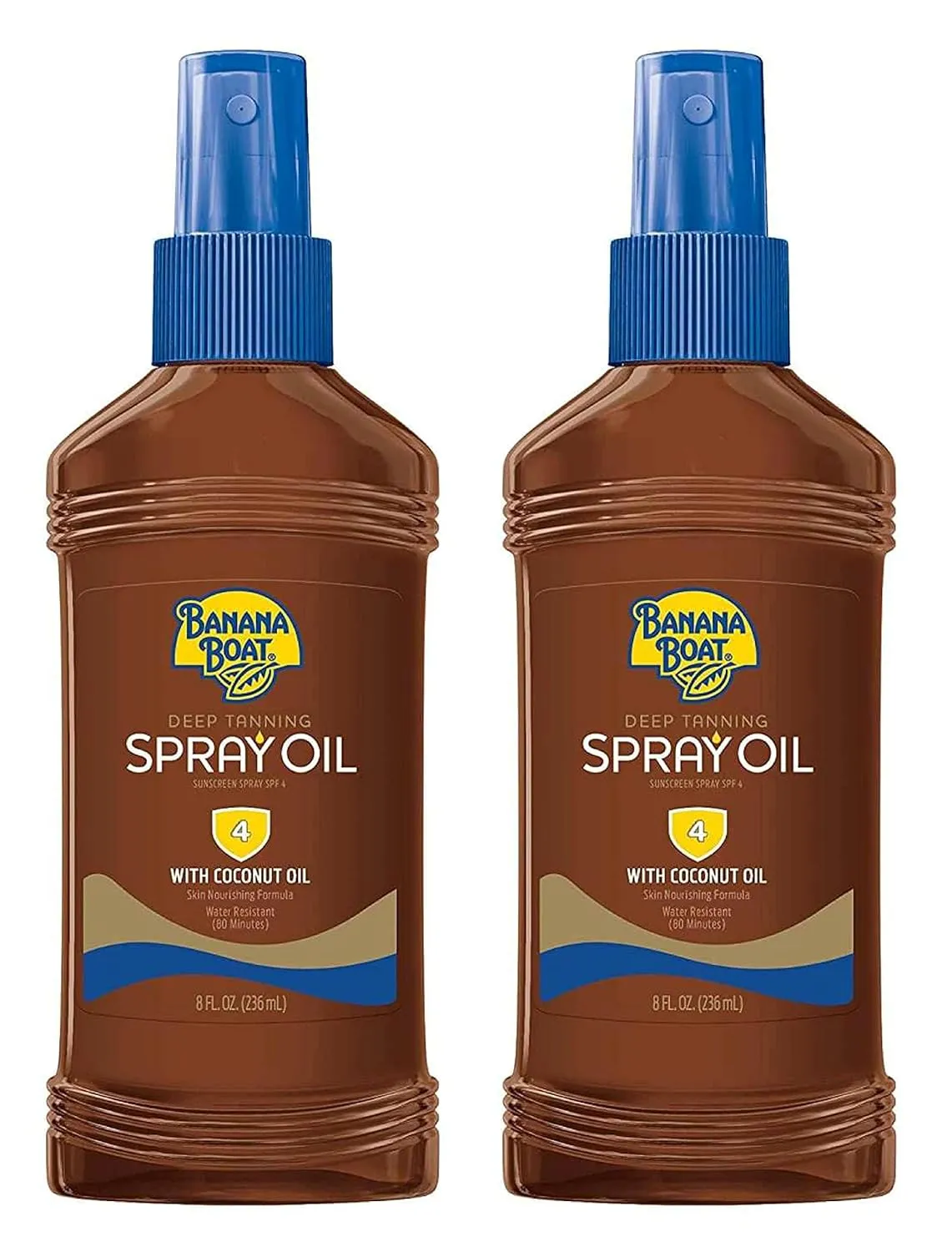 Banana Boat Deep Tanning SPF#4 Spray Oil With Coconut Oil 8 Ounce (236ml) (Pack of 2)
