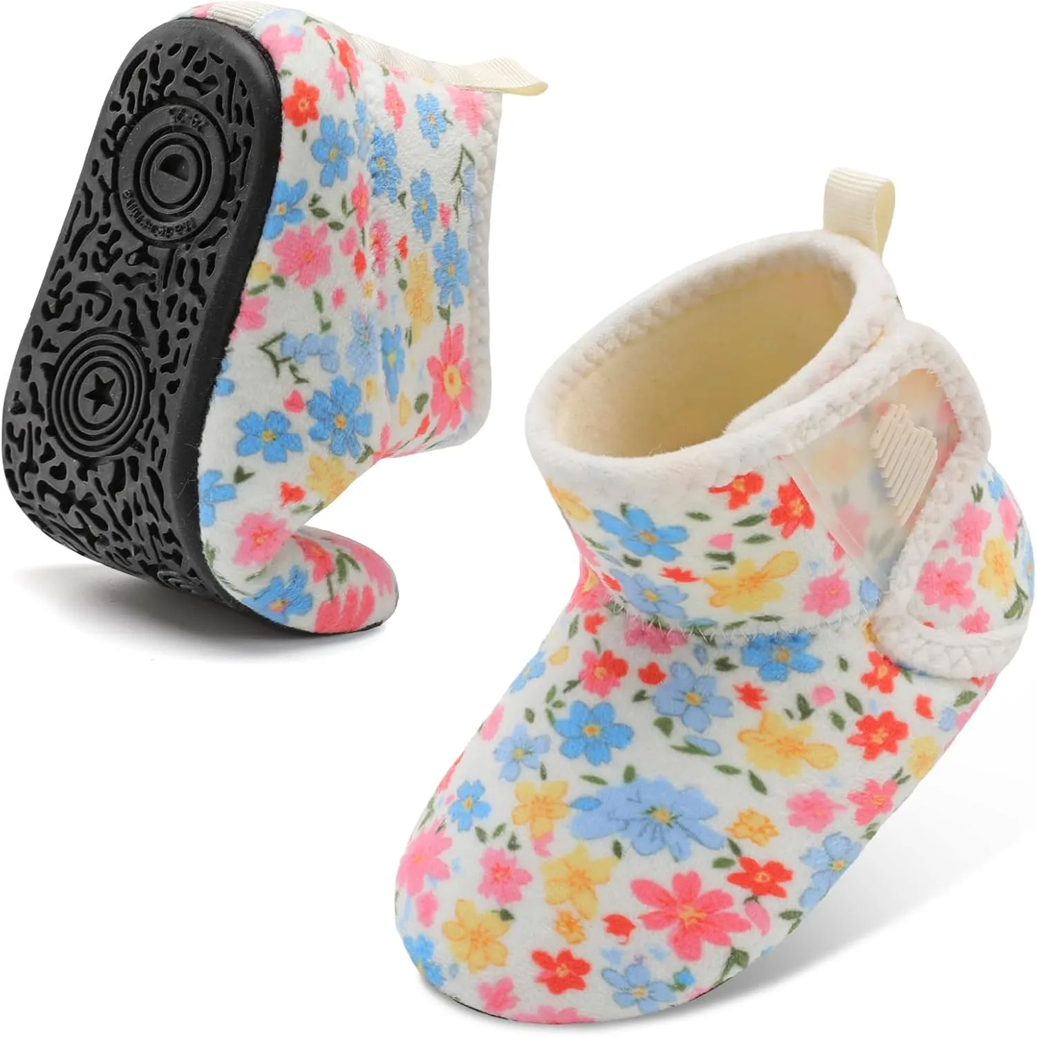BARERUN Toddler Slippers Girls Boys House Shoes Baby Winter Booties Plush Cozy Kids House Slipper Warm Lightweight Infant Walking Shoes Socks