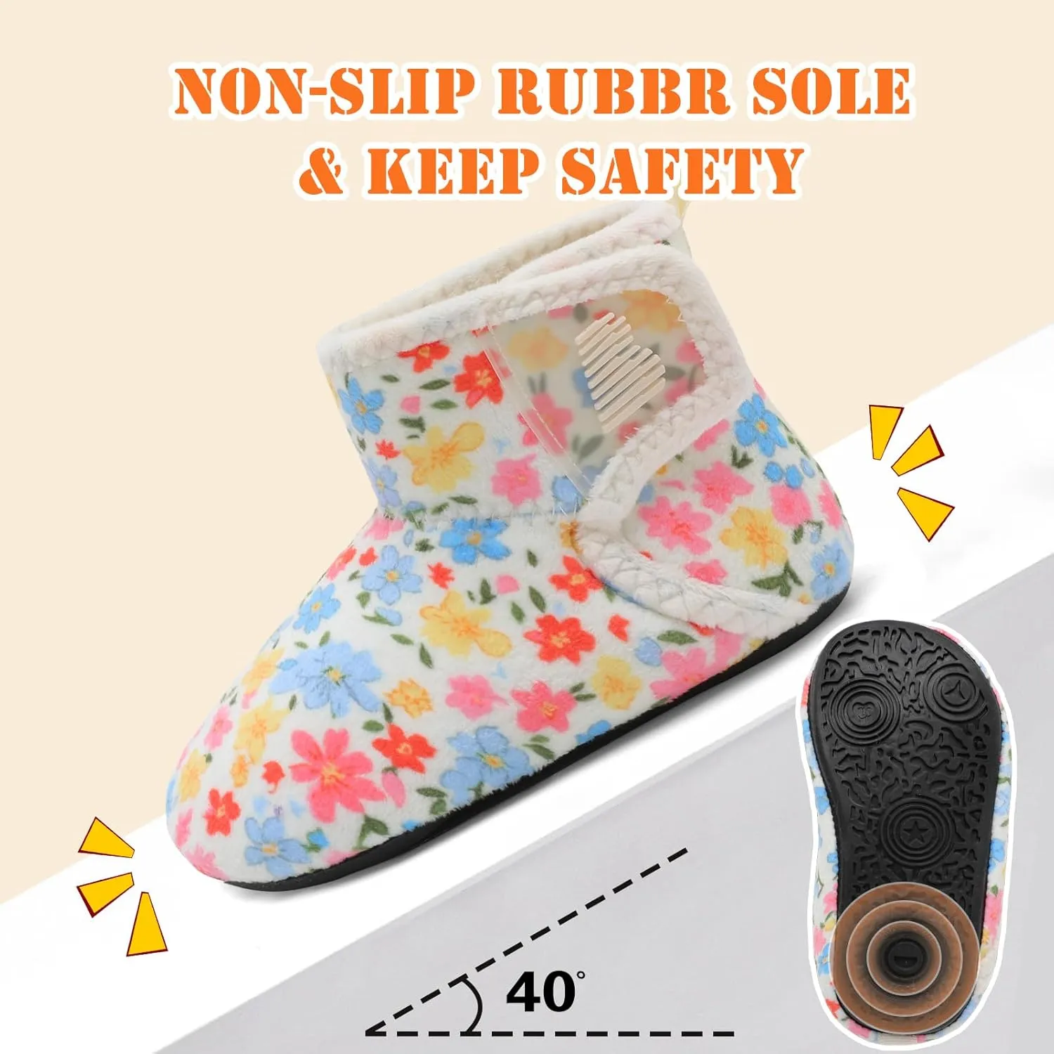 BARERUN Toddler Slippers Girls Boys House Shoes Baby Winter Booties Plush Cozy Kids House Slipper Warm Lightweight Infant Walking Shoes Socks