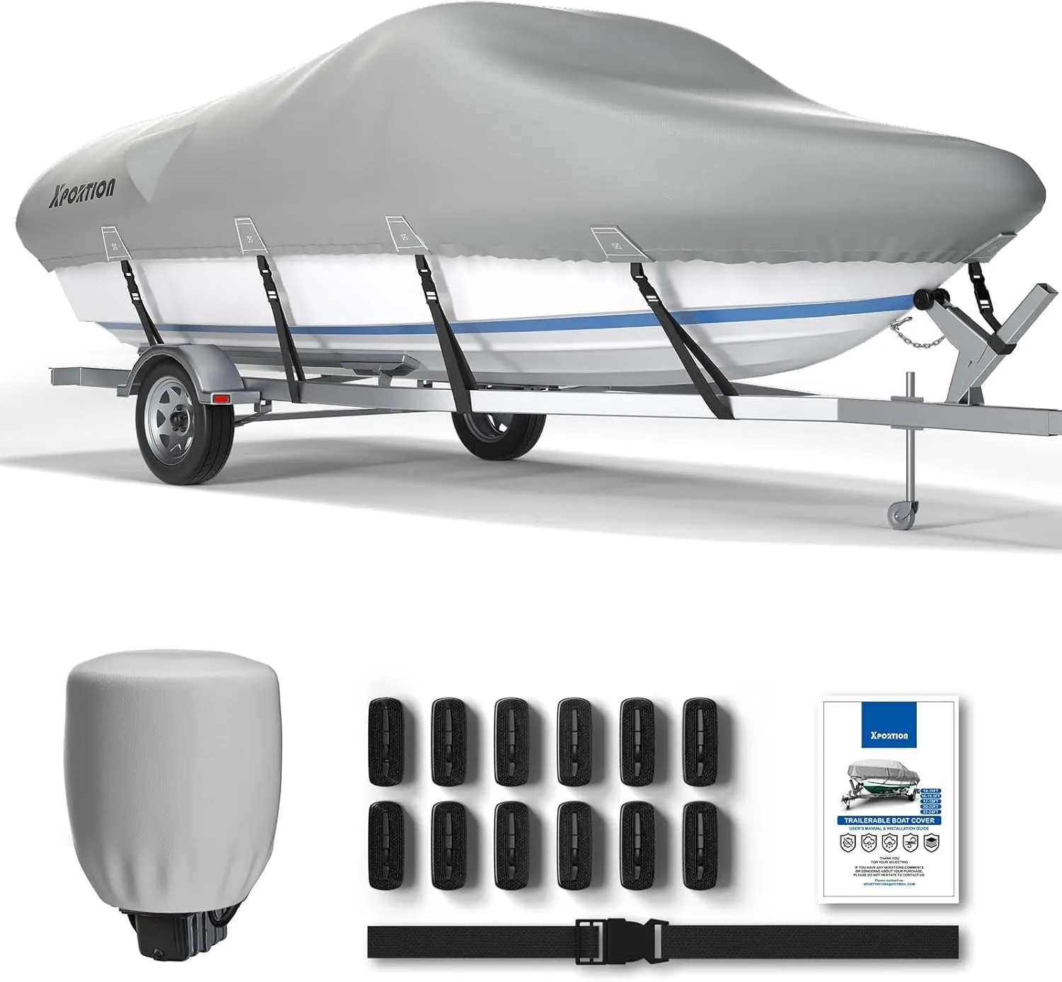 Bass Boat Cover 16-18.5ft,Heavy Duty 900D Marine Grade Polyester Canvas, Waterproof & UV Resistant, Fits V-Hull, Runabout, Tri-Hull, and Pro-Style Bass Boats with Reinforced Straps