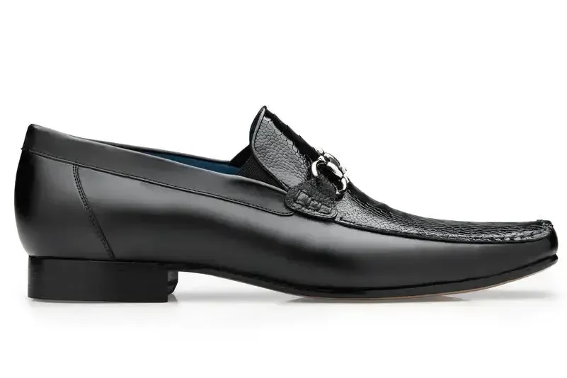 Belvedere Bruno 1026 Black Genuine Ostrich/Italian Calf Loafers