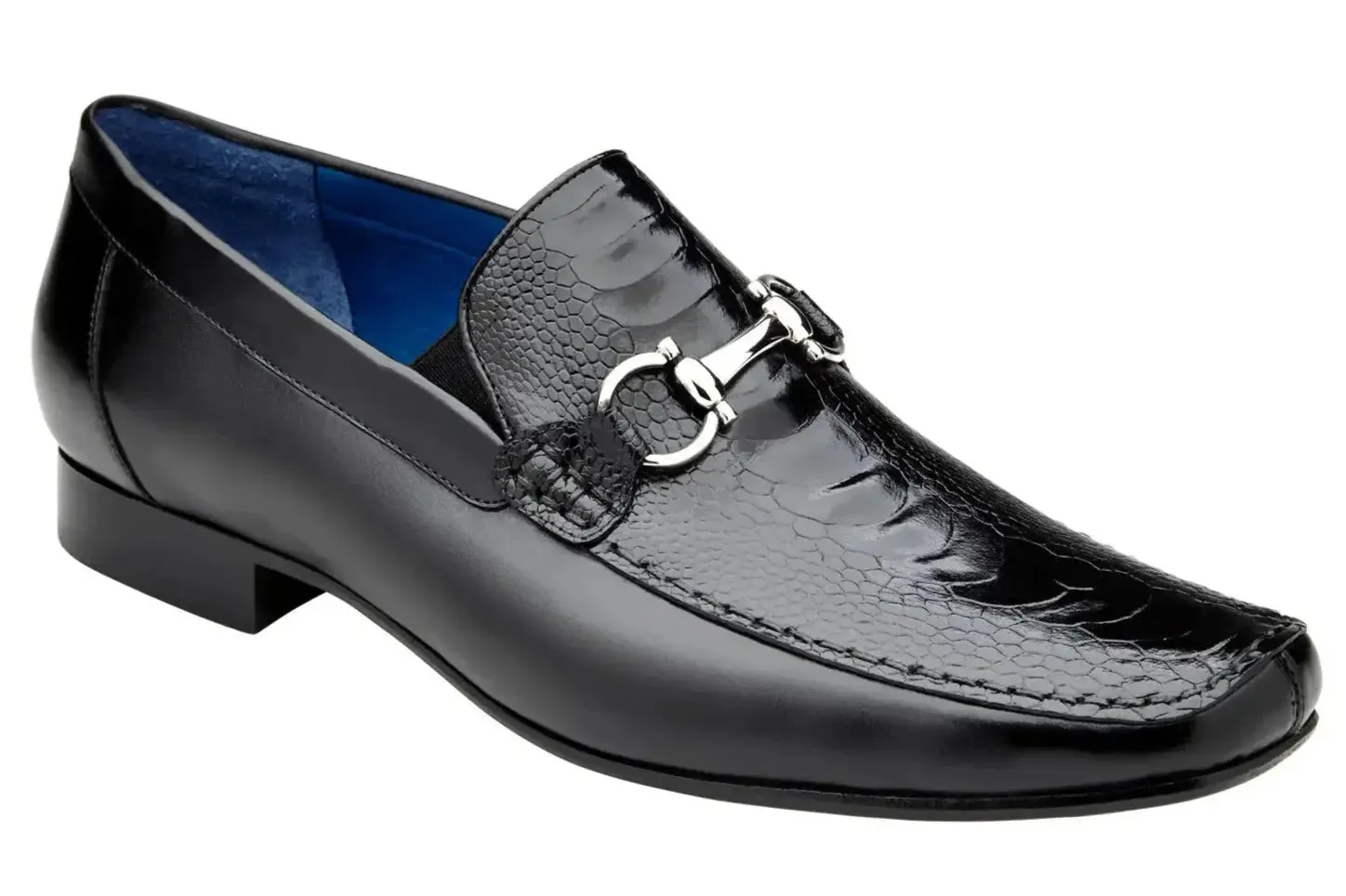 Belvedere Bruno 1026 Black Genuine Ostrich/Italian Calf Loafers