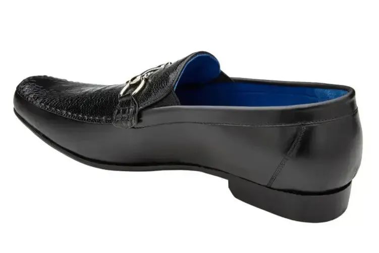 Belvedere Bruno 1026 Black Genuine Ostrich/Italian Calf Loafers