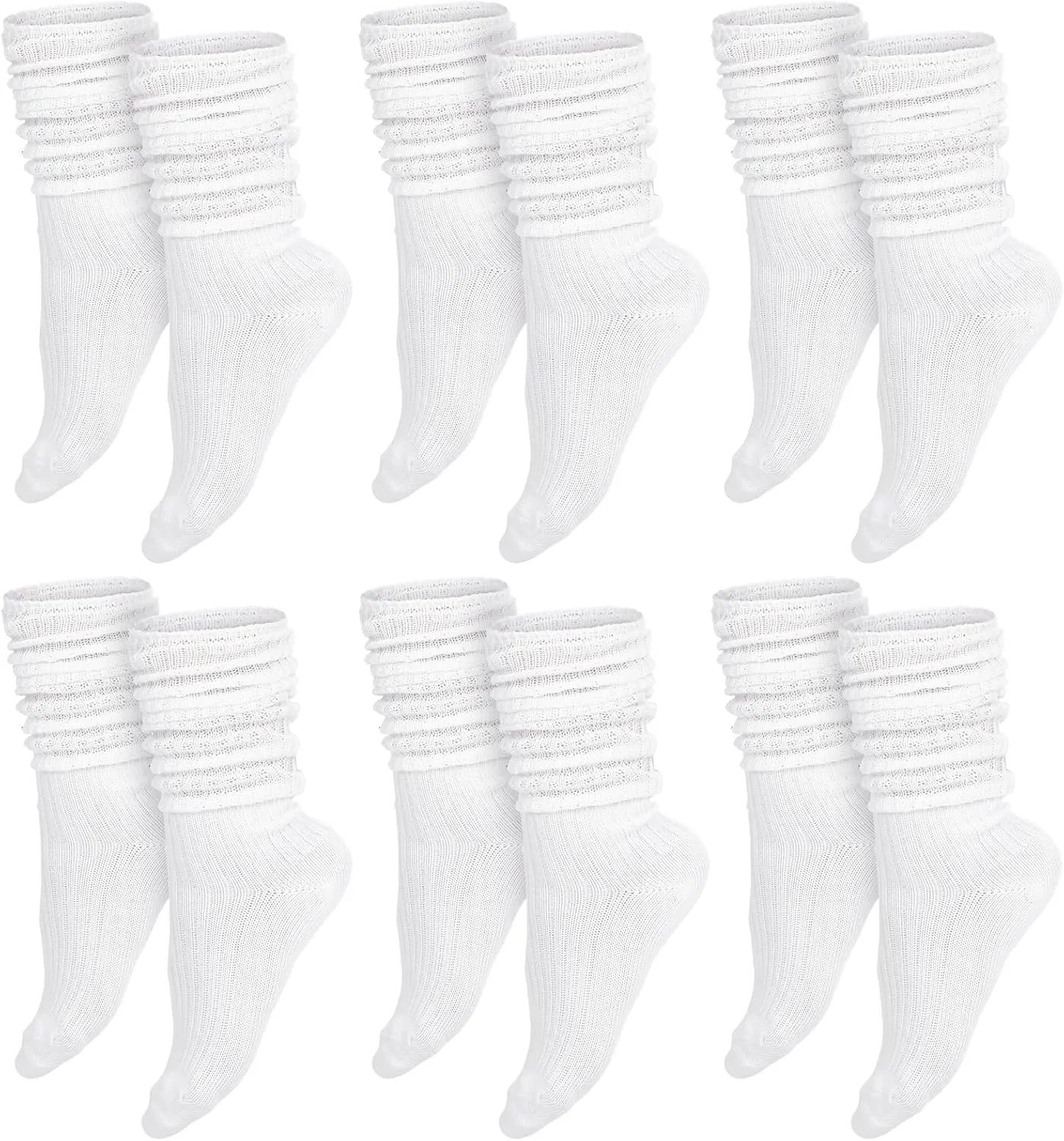 Bencailor 6 Pairs Women Slouch Socks Scrunch Cotton Knit Boot Long Soft Winter Stacked Socks for Woman