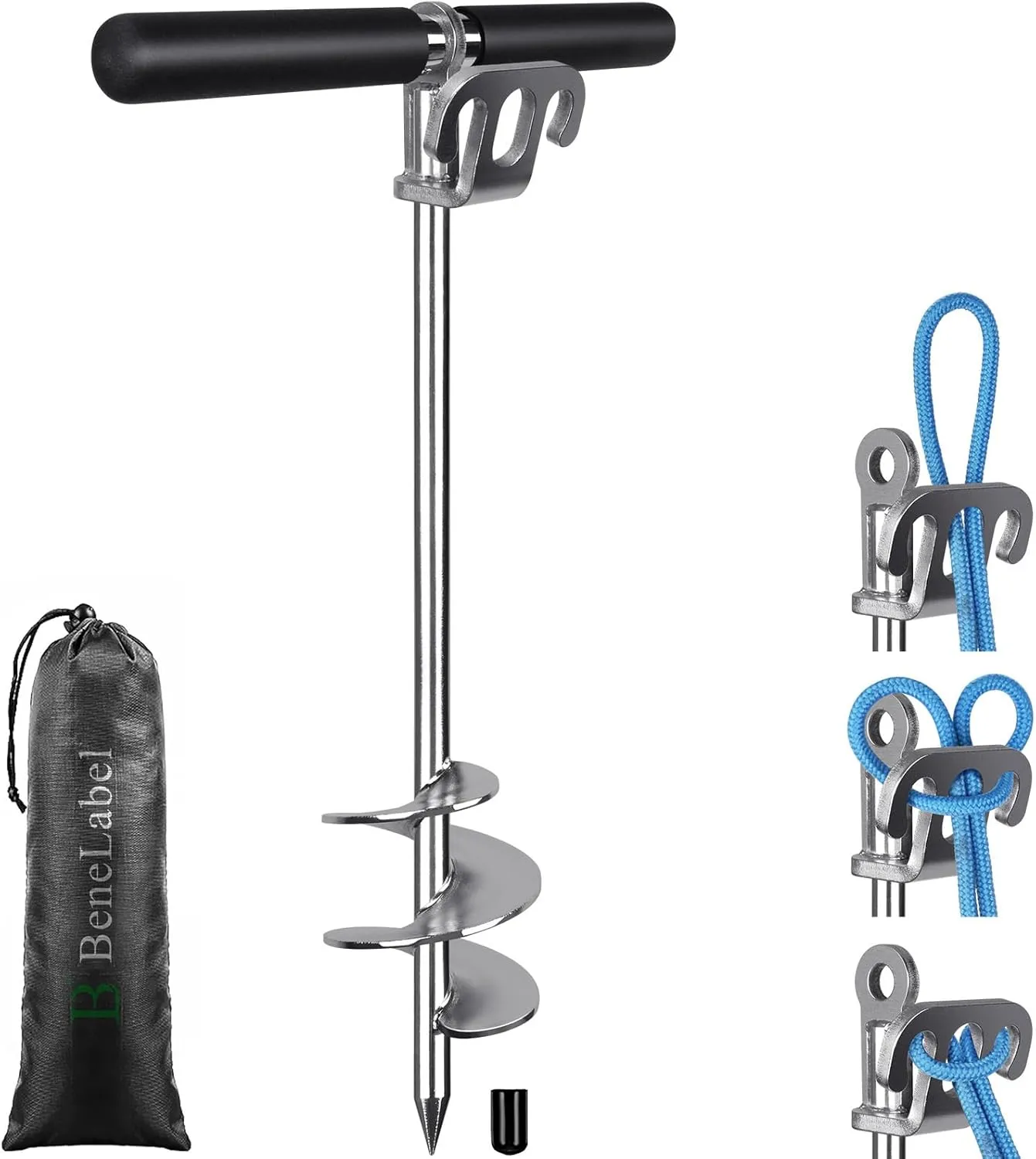 BeneLabel 17" 26" 36" Sand Anchor for Boat Screw in Boat Anchor for Shallow Water, Stainless Steel Boat Beach Anchor for Sandbar, TET Ski Anchor, Kayak Anchor, Pontoon Boat
