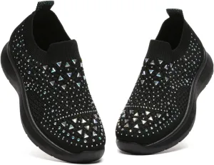 Bernal Girl Slip-On Sparkle Sneakers Toddler/Little Kid/Big Kid Non-Slip Breathable Tennis Walking Shoes
