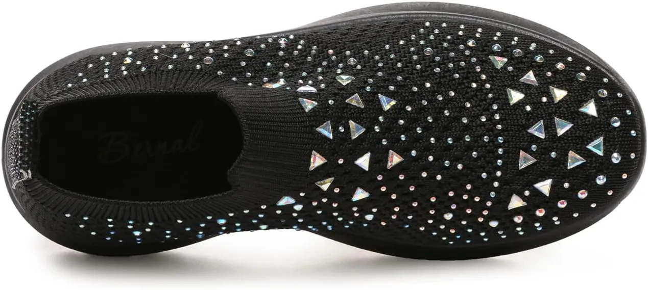 Bernal Girl Slip-On Sparkle Sneakers Toddler/Little Kid/Big Kid Non-Slip Breathable Tennis Walking Shoes