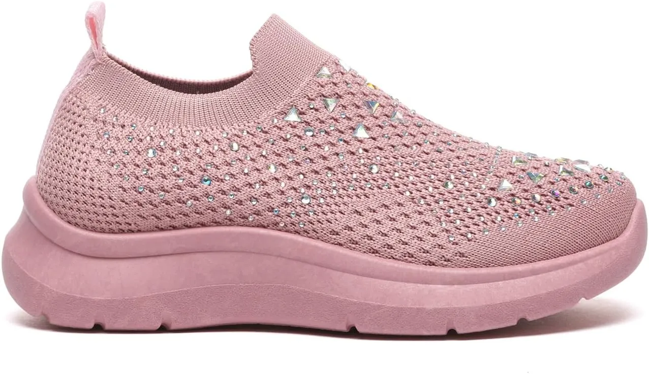 Bernal Girl Slip-On Sparkle Sneakers Toddler/Little Kid/Big Kid Non-Slip Breathable Tennis Walking Shoes