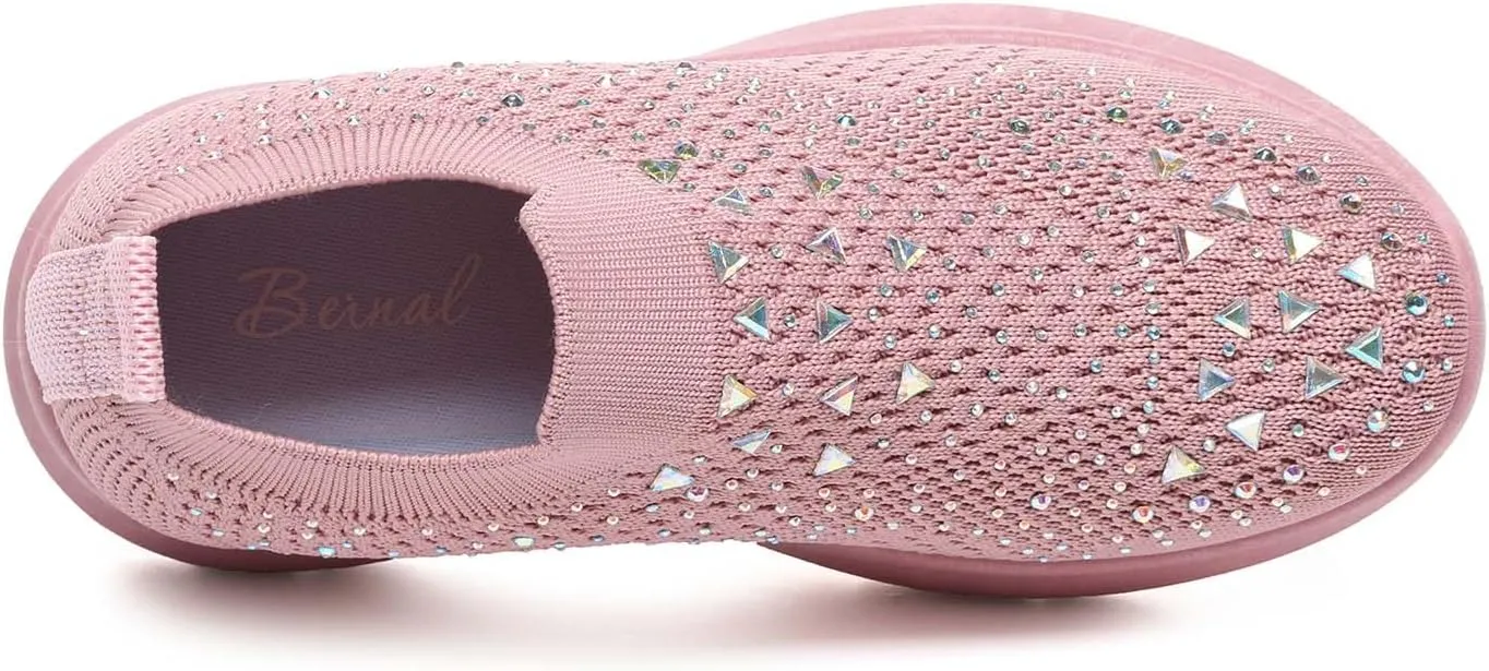 Bernal Girl Slip-On Sparkle Sneakers Toddler/Little Kid/Big Kid Non-Slip Breathable Tennis Walking Shoes