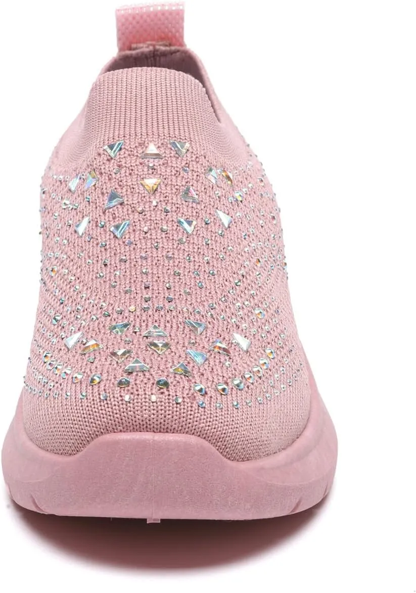 Bernal Girl Slip-On Sparkle Sneakers Toddler/Little Kid/Big Kid Non-Slip Breathable Tennis Walking Shoes