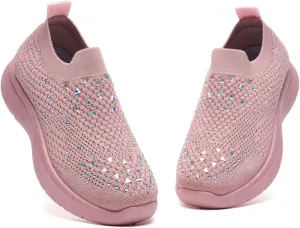 Bernal Girl Slip-On Sparkle Sneakers Toddler/Little Kid/Big Kid Non-Slip Breathable Tennis Walking Shoes