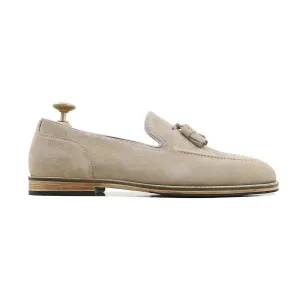 Bespoke Men's Suede Leather Beige Loafer