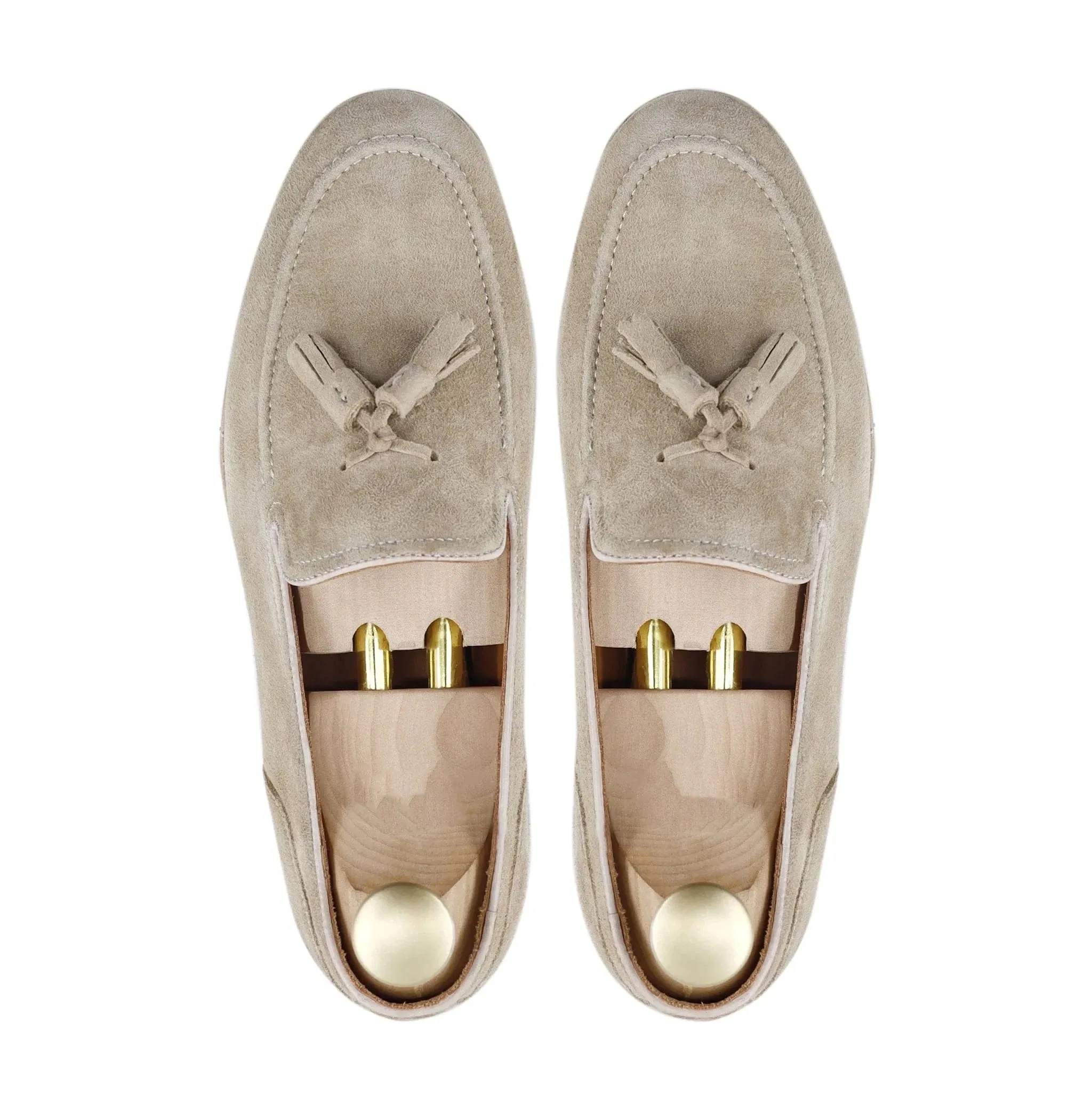 Bespoke Men's Suede Leather Beige Loafer