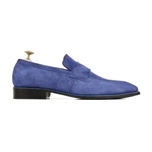 Bespoke Men's Suede Leather Blue Loafer