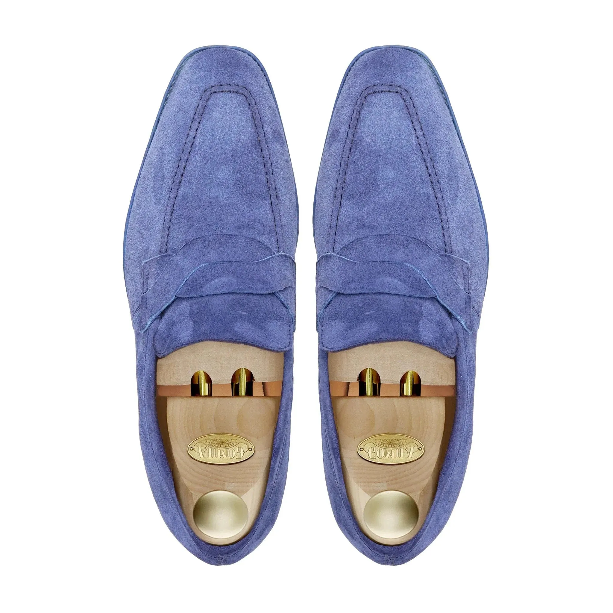 Bespoke Men's Suede Leather Blue Loafer