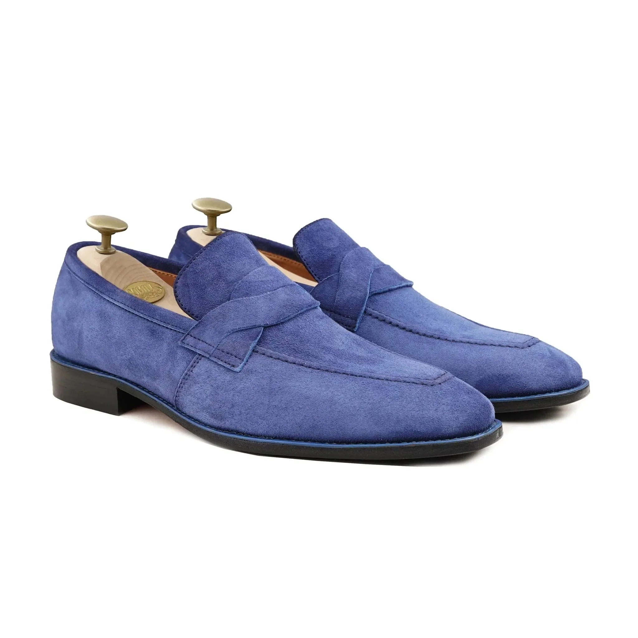 Bespoke Men's Suede Leather Blue Loafer
