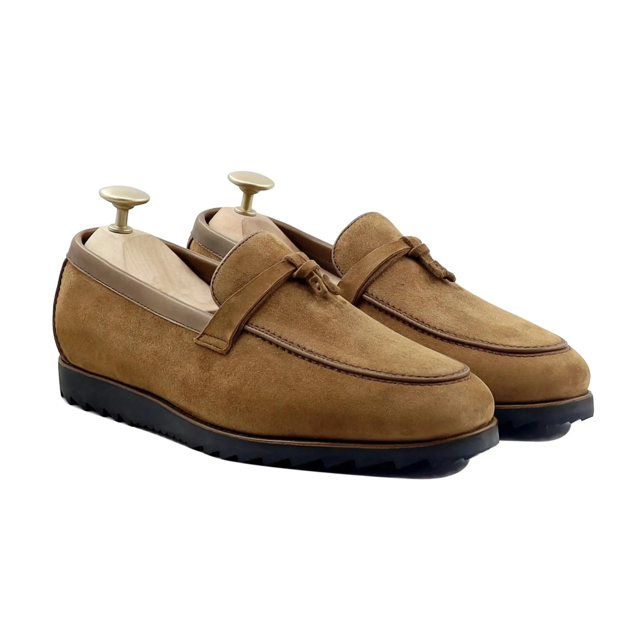 Bespoke Men's Suede Leather Camel Loafer