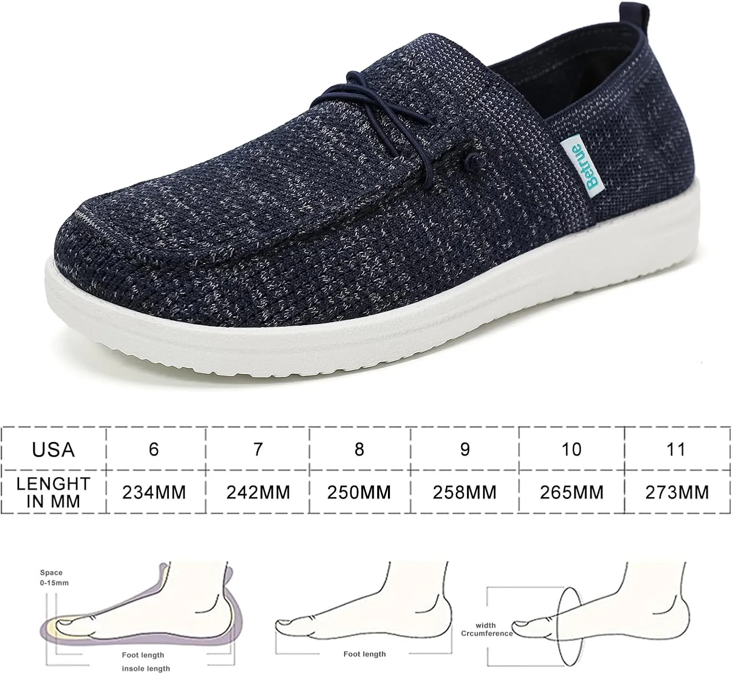 Betrue Lightweight Boat Shoes for Women, Womens Casual Loafers, Womens Slip On Deck Shoes, Breathable Canvas Walking Shoes for Women