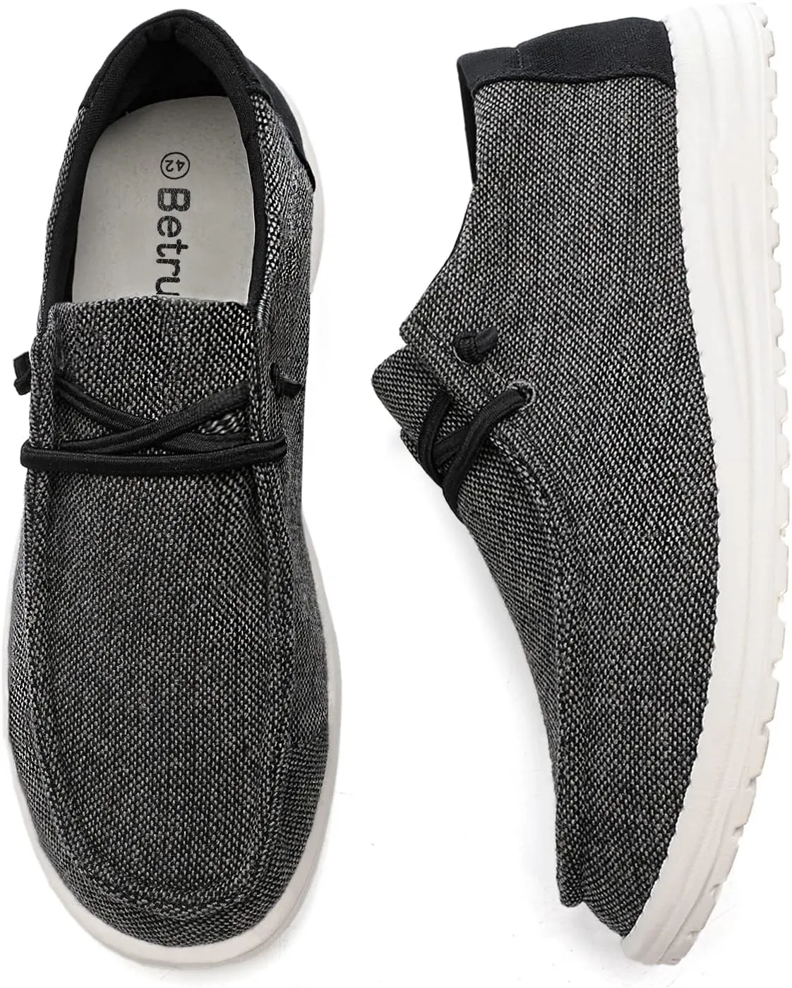Betrue Lightweight Mens Boat Shoes Slip On, Mens Loafers Canvas Shoes, Lace-up Deck Shoes for Mens, Mens Comfortable Soft Casual Cloth Shoes