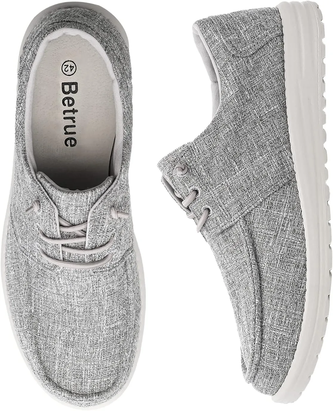 Betrue Men's Lightweight Soft Deck Shoes, Cotton Canvas Loafers for Casual Occasions
