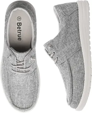 Betrue Men's Lightweight Soft Deck Shoes, Cotton Canvas Loafers for Casual Occasions