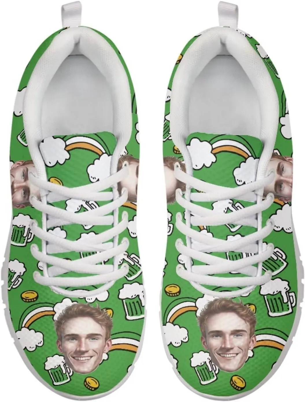 BIGCARJOB Women St Patrick Day Tennis Shoes Custom Design Face Sneakers Athletic Walking Shoes