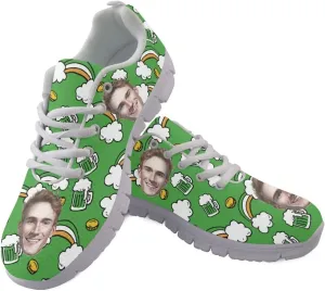 BIGCARJOB Women St Patrick Day Tennis Shoes Custom Design Face Sneakers Athletic Walking Shoes