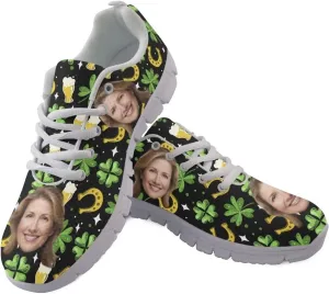 BIGCARJOB Women St Patrick Day Tennis Shoes Custom Design Face Sneakers Athletic Walking Shoes