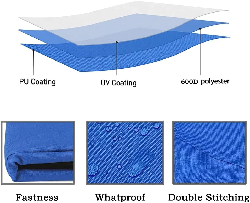 Bimini Top Replacement Canvas Cover，4 Bow Bimini Top Replacement Cover for Boat with Storage Boot,600D Anti-UV Waterproof Bimini Top Canopy Without Frame (Blue, 4 Bow 8'L x 54" H x 67"-72" W)