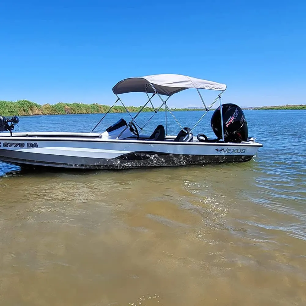 Bimini Top Replacement Canvas，3 Bow Bimini Tops Canvas Cover with Zipper Easy Install，Windproof Waterproof and UV-Proof Bimini Top Canvas Only No Frame (Light Grey, 3 Bow 6'L x 46" H x 79"-84" W)