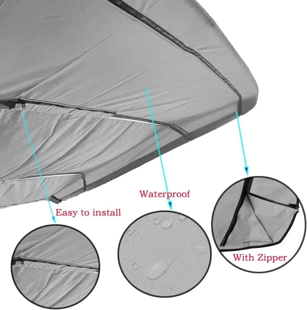 Bimini Top Replacement Canvas，3 Bow Bimini Tops Canvas Cover with Zipper Easy Install，Windproof Waterproof and UV-Proof Bimini Top Canvas Only No Frame (Light Grey, 3 Bow 6'L x 46" H x 79"-84" W)