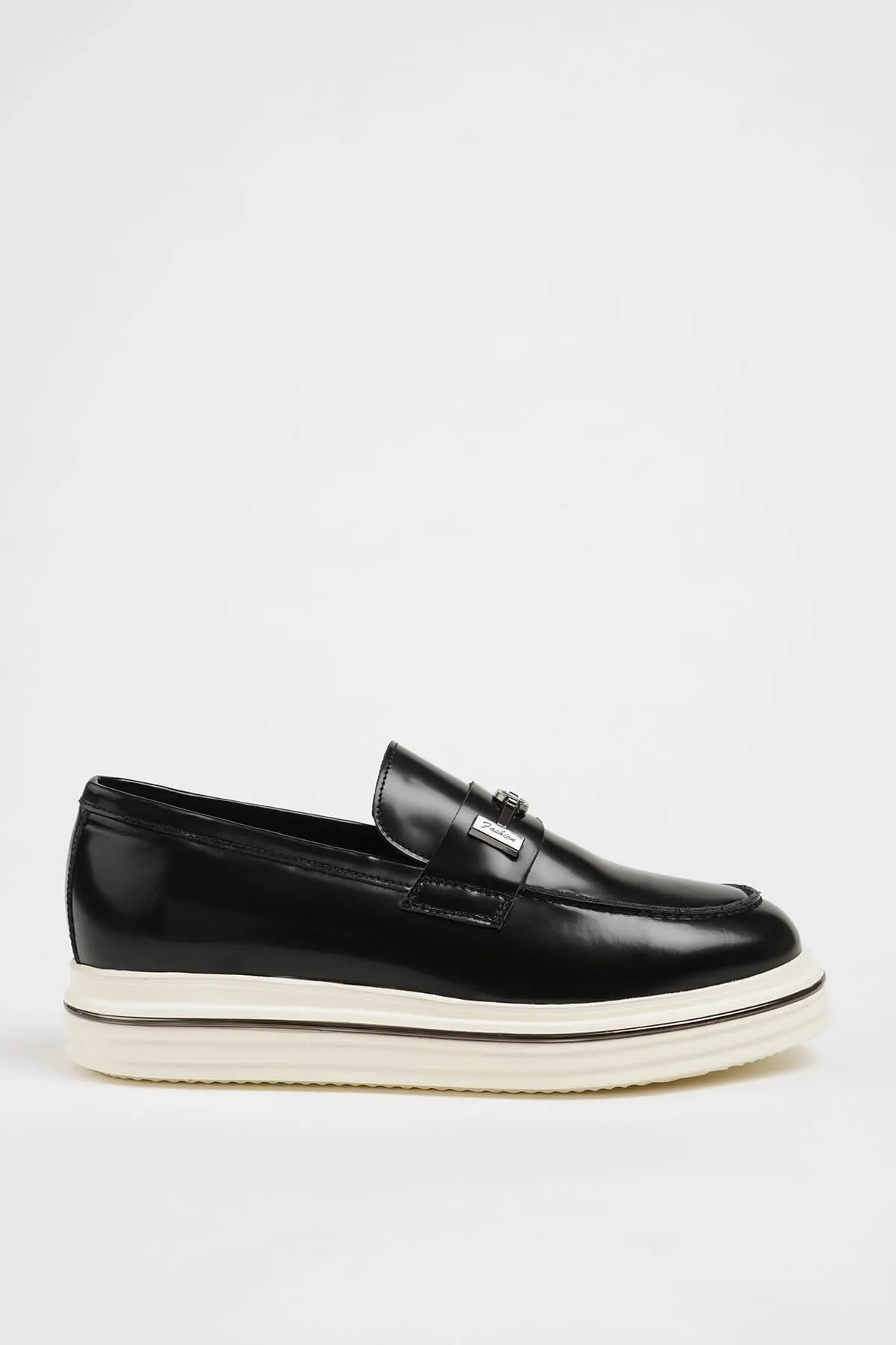 Black Leather Horsebit Casual Loafers
