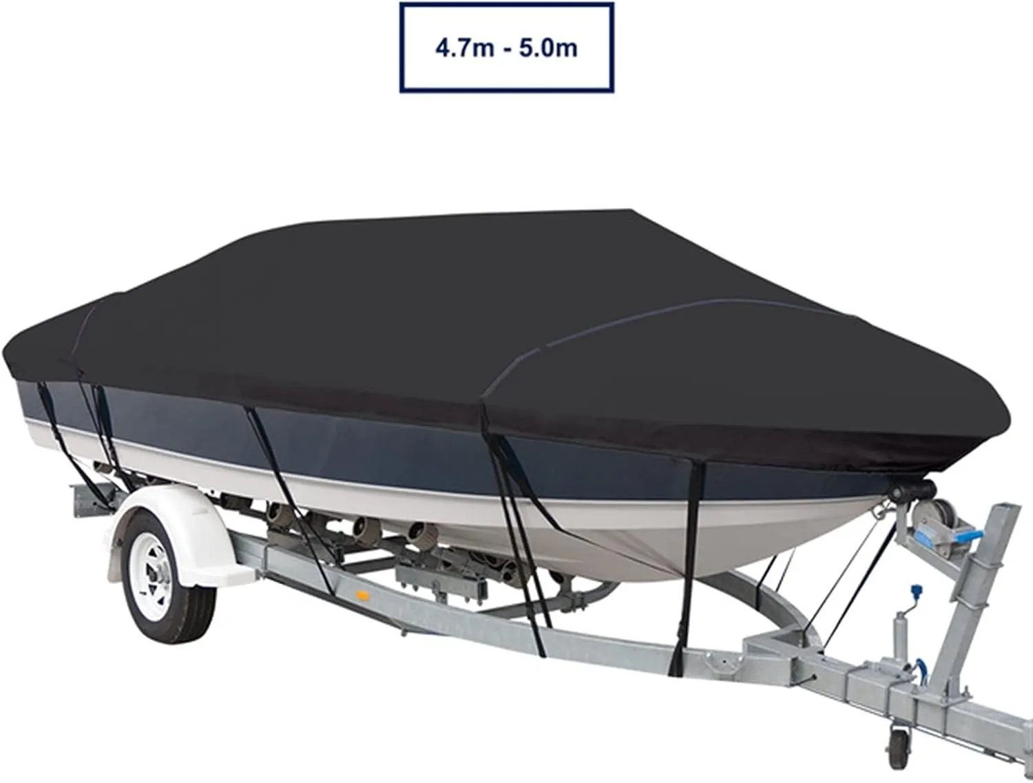 Boat Cover Heavy-Duty Marine Water Sun Proof UV Protection Mooring Cover Boat Accessories (Color : 4.7 5.0m Black)
