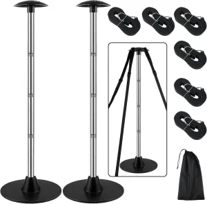 Boat Cover Support Poles 2 Pack, Stainless Steel Pole Boat Cover Support System with Webbing Strap, 4-Stage Extension Adjustable Height of 16”-59”, for Boat Covers Prevent Water from Accumulation