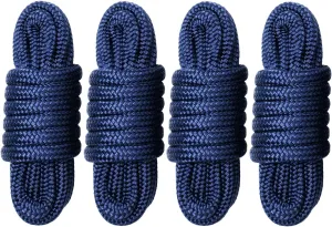 Boat Dock Lines & Ropes for Docking, 4 Pack 1/2" x 15ft Marine- Grade Double Braided Nylon Dock Line, Pre-Spliced with a 12" Eyelet, for Kayak Pontoon Boats Boat Dock Accessories