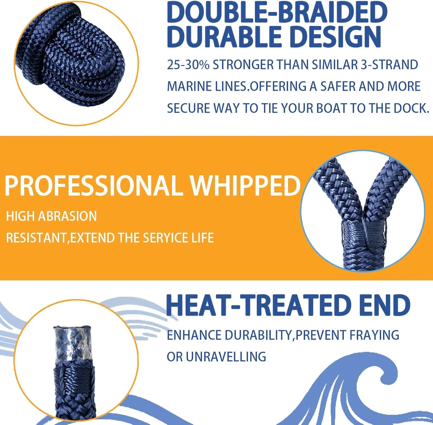 Boat Dock Lines & Ropes for Docking, 4 Pack 1/2" x 15ft Marine- Grade Double Braided Nylon Dock Line, Pre-Spliced with a 12" Eyelet, for Kayak Pontoon Boats Boat Dock Accessories