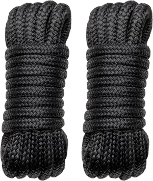 Boat Dock Lines Marine Rope - 1/2" x 20ft with Pre-Spliced 12" Loop Double Braided Nylon Ropes Bumper Tie Mooring Line for Boats Docking Pontoon Boating Accessories - 2 Pack