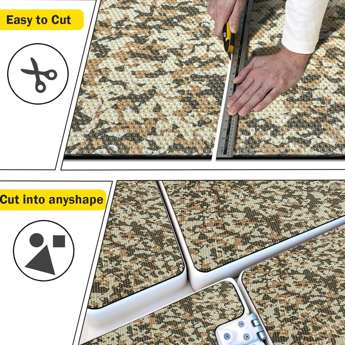 Boat Flooring EVA Foam Boat Decking Camo Marine Flooring for Boat Foam Decking Sheet Self-Adhesive Waterproof Non-Slip Boat Flooring Deck for Jon Fishing Rubber Boat Pontoon
