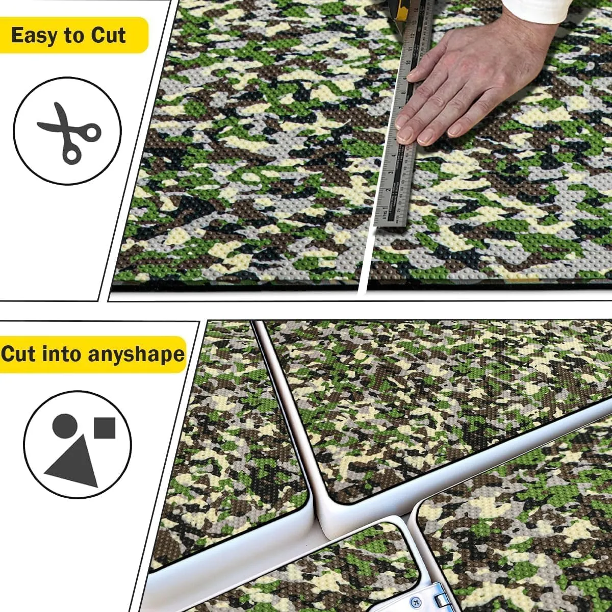 Boat Flooring EVA Foam Boat Decking Camo Marine Flooring for Boat Foam Decking Sheet Self-Adhesive Waterproof Non-Slip Boat Flooring Deck for Jon Fishing Rubber Boat Pontoon
