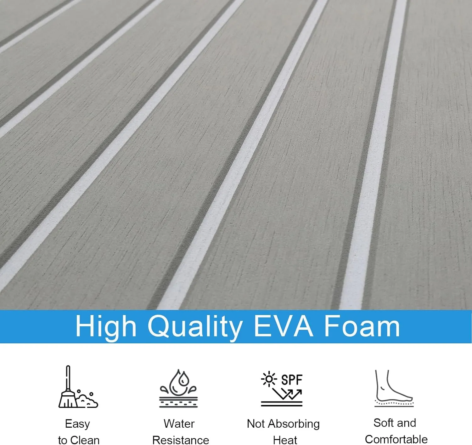 Boat Flooring Mat EVA Foam Boat Decking Marine Carpet Faux Teak Sea Decking Sheet Non-Slip Self-Adhesive Flooring Material for Boats Pontoon Yacht Surfboard Swim Platform RV Floor 94" x 35"