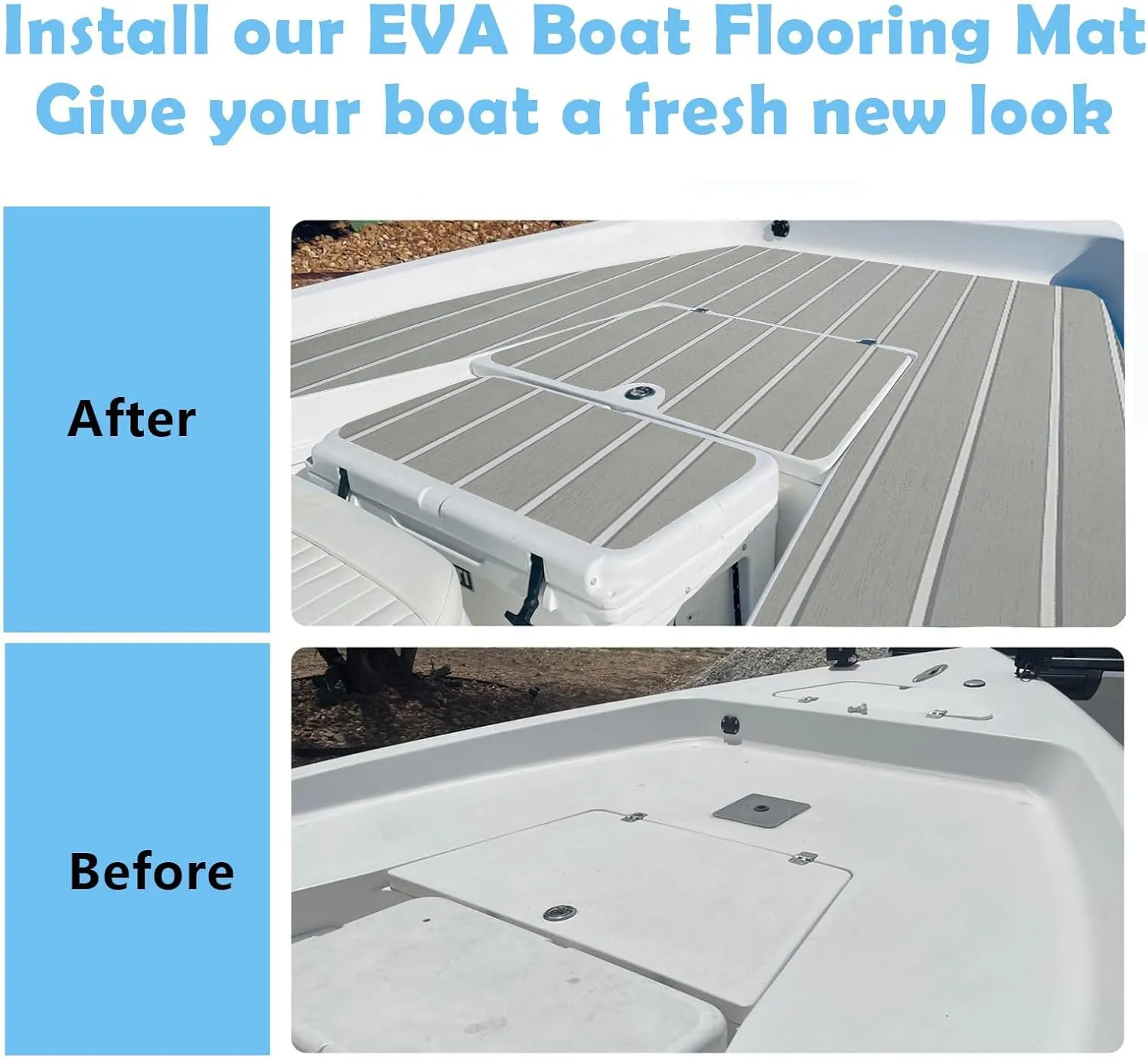 Boat Flooring Mat EVA Foam Boat Decking Marine Carpet Faux Teak Sea Decking Sheet Non-Slip Self-Adhesive Flooring Material for Boats Pontoon Yacht Surfboard Swim Platform RV Floor 94" x 35"