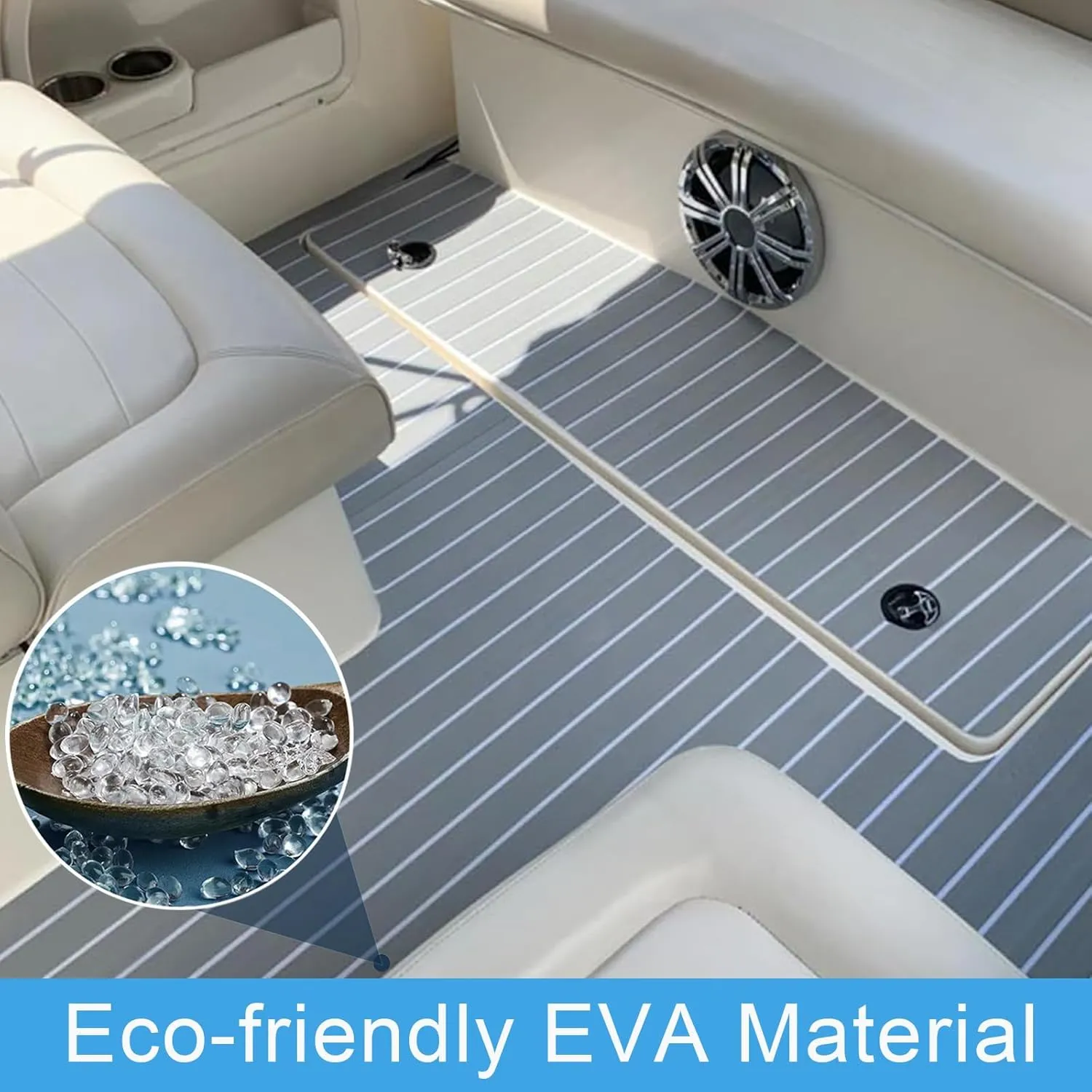 Boat Flooring Mat EVA Foam Boat Decking Marine Carpet Faux Teak Sea Decking Sheet Non-Slip Self-Adhesive Flooring Material for Boats Pontoon Yacht Surfboard Swim Platform RV Floor 94" x 35"