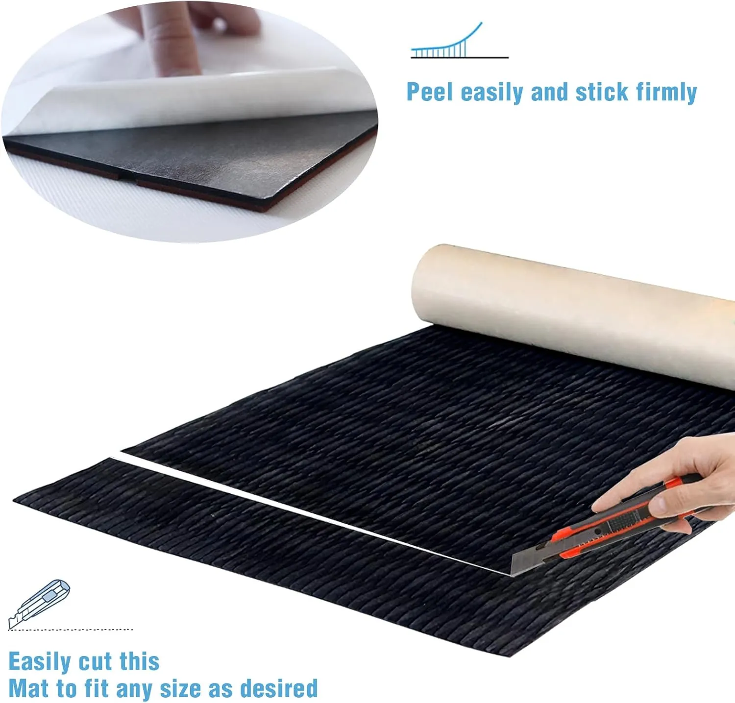 Boat Flooring，EVA Foam Boat Decking 94.5''，Non-Slip and Self-Adhesive Flooring Sea Deck ，Marine Carpet Mat，for Yacht Motorboat Swimming (Black, 94.5''x23.6'')