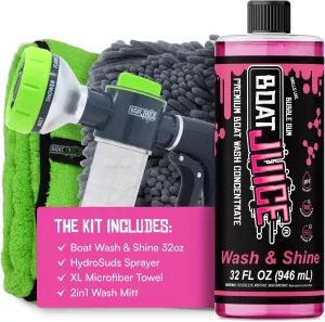 Boat Juice Boat Wash & Shine | pH Neutral Boat Wash & Wax Soap for Fiberglass, Hull, Deck, and Vinyl | Bubble Gum Scent | Marine Detailing & Cleaning Supplies, Boating Accessories | Made in USA