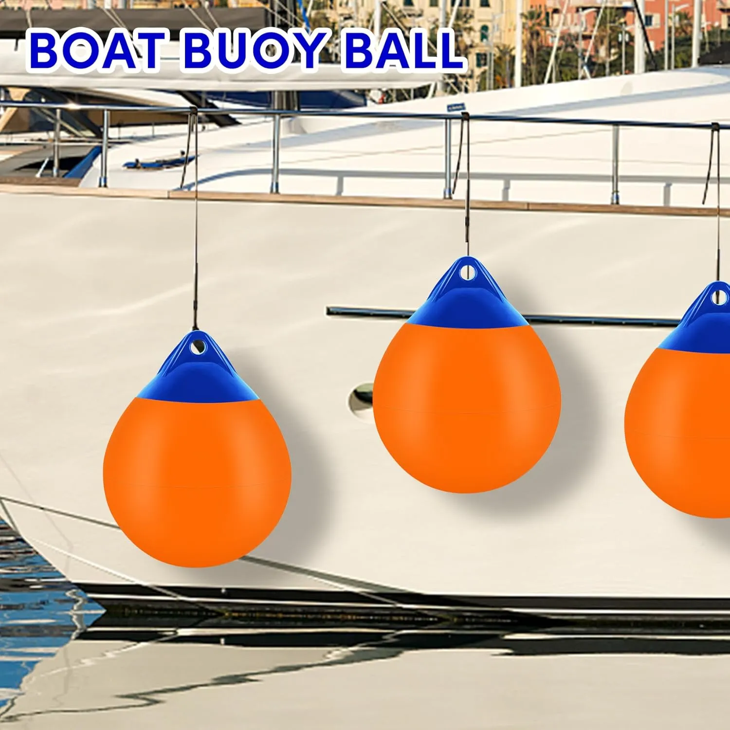 Boat Mooring Buoy 10/12/15 inch,Round Boat Fender Ball Boat Buoy Ball,Inflatable Boat Fender Dock Bumper Ball Anchor Buoy Suitable for Yachts Marinas Sailboats Ski Boats
