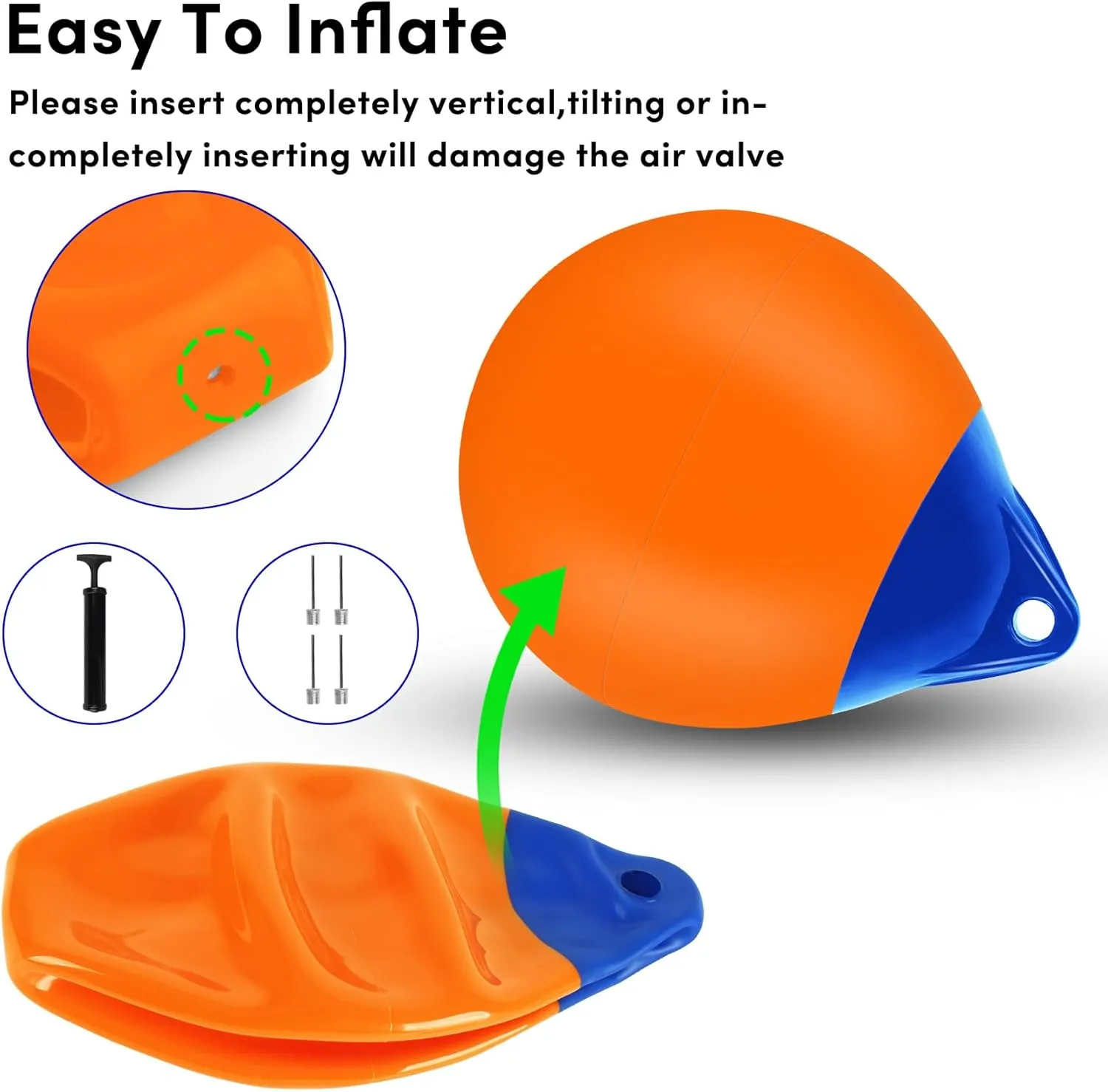 Boat Mooring Buoy 10/12/15 inch,Round Boat Fender Ball Boat Buoy Ball,Inflatable Boat Fender Dock Bumper Ball Anchor Buoy Suitable for Yachts Marinas Sailboats Ski Boats