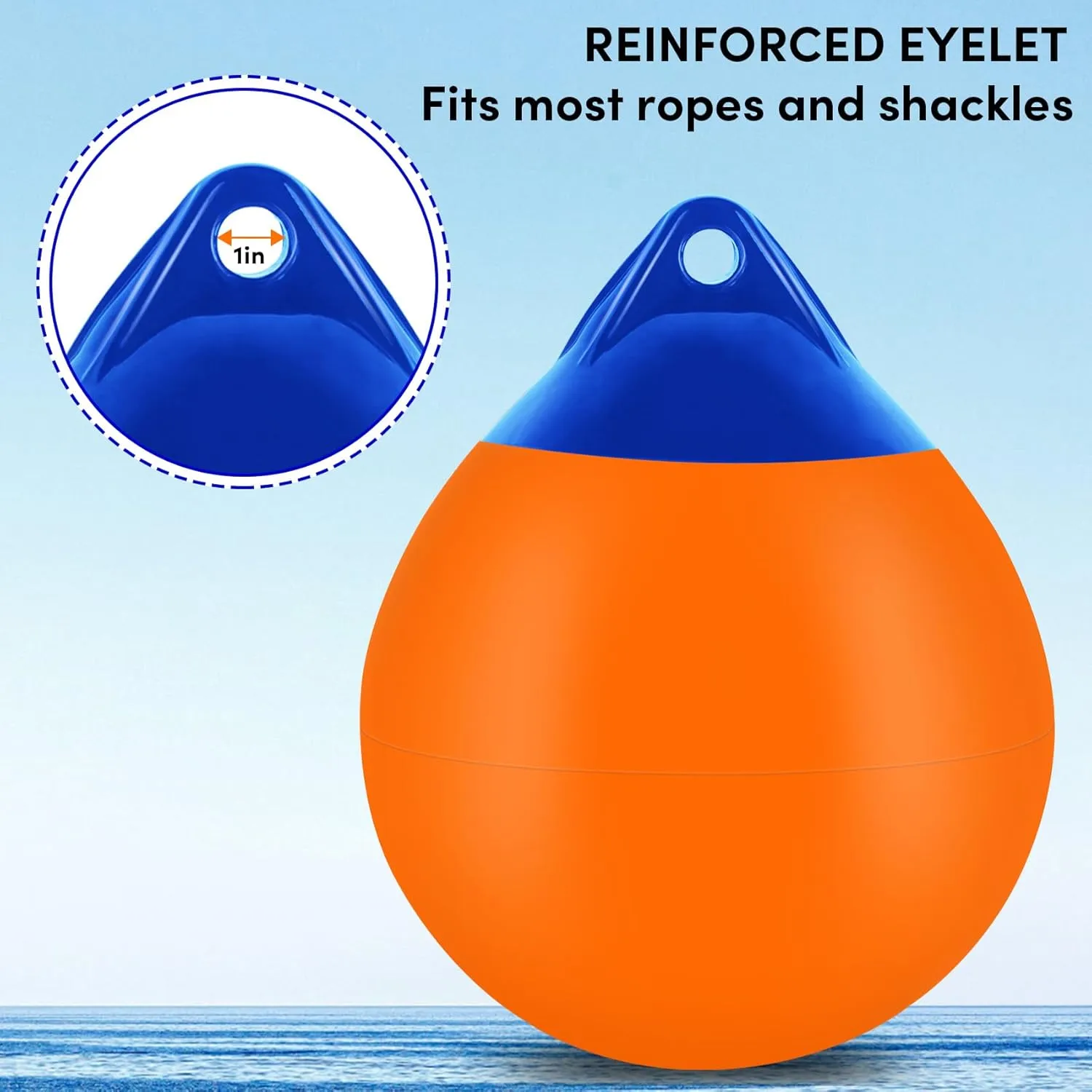 Boat Mooring Buoy 10/12/15 inch,Round Boat Fender Ball Boat Buoy Ball,Inflatable Boat Fender Dock Bumper Ball Anchor Buoy Suitable for Yachts Marinas Sailboats Ski Boats