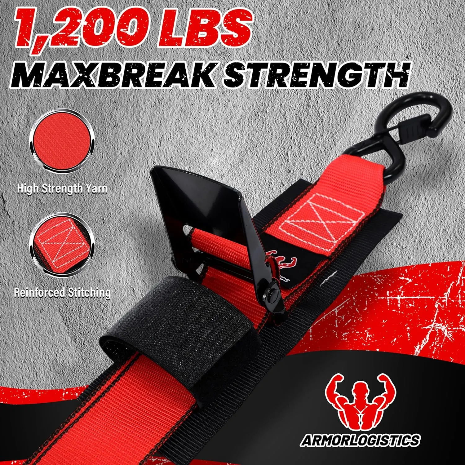 Boat Tie Down Straps to Trailer, 2" x 48" Adjustable Boat Straps for Trailer, 2-Pack Boat Transom Strap for Boat, Jet Ski, 1,200 Lbs Break Strength, Red